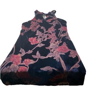 Pants Store Blue Velvet Floral Keyhole Sheer Lined Halter Neck Tie Mini Sz S J70